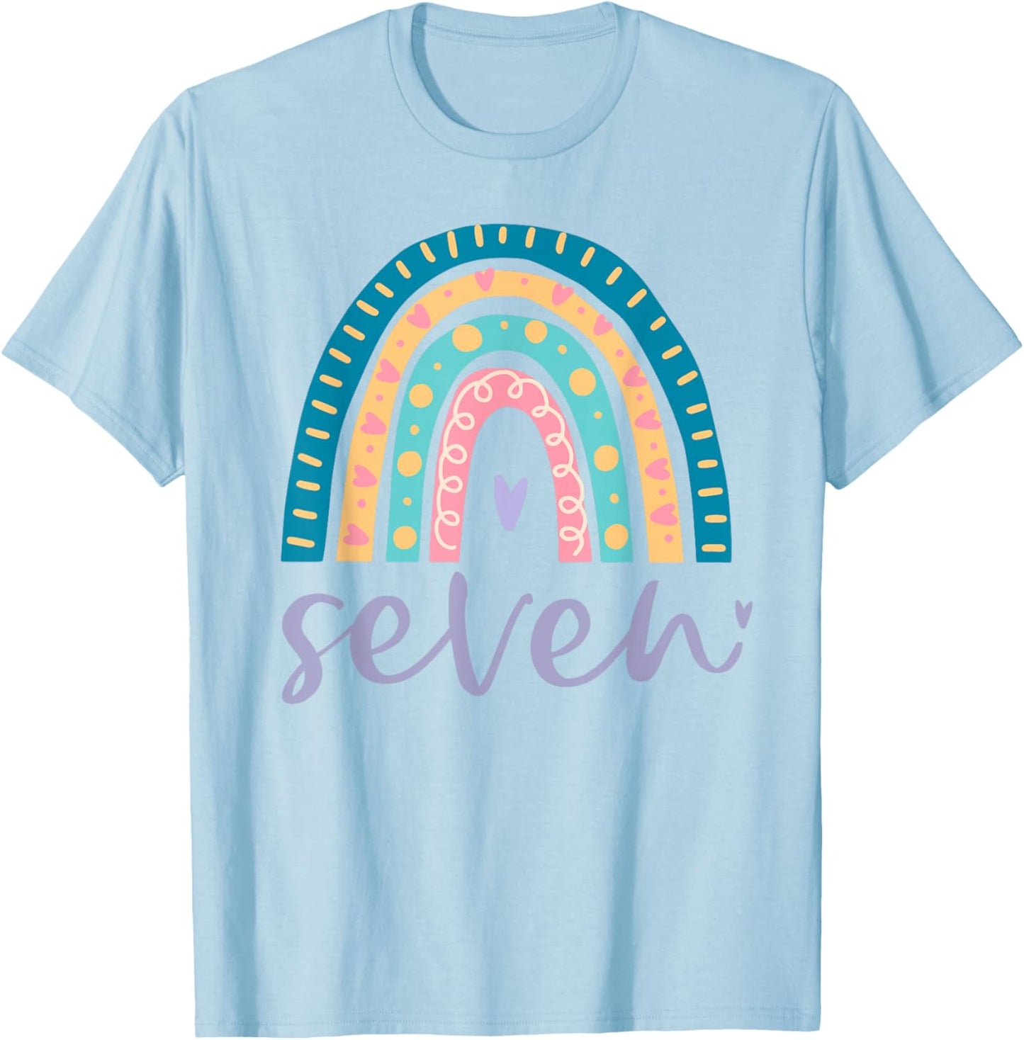Seven Year Old Rainbow 7th Birthday Gifts for Girls 7 Bday T-Shirt - T-Shirt | Light Blue