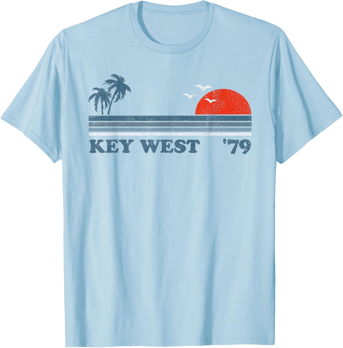 Vintage Key West Florida Beach Retro Sunset Keys 70's Gift T-Shirt - T-Shirt | Light Blue