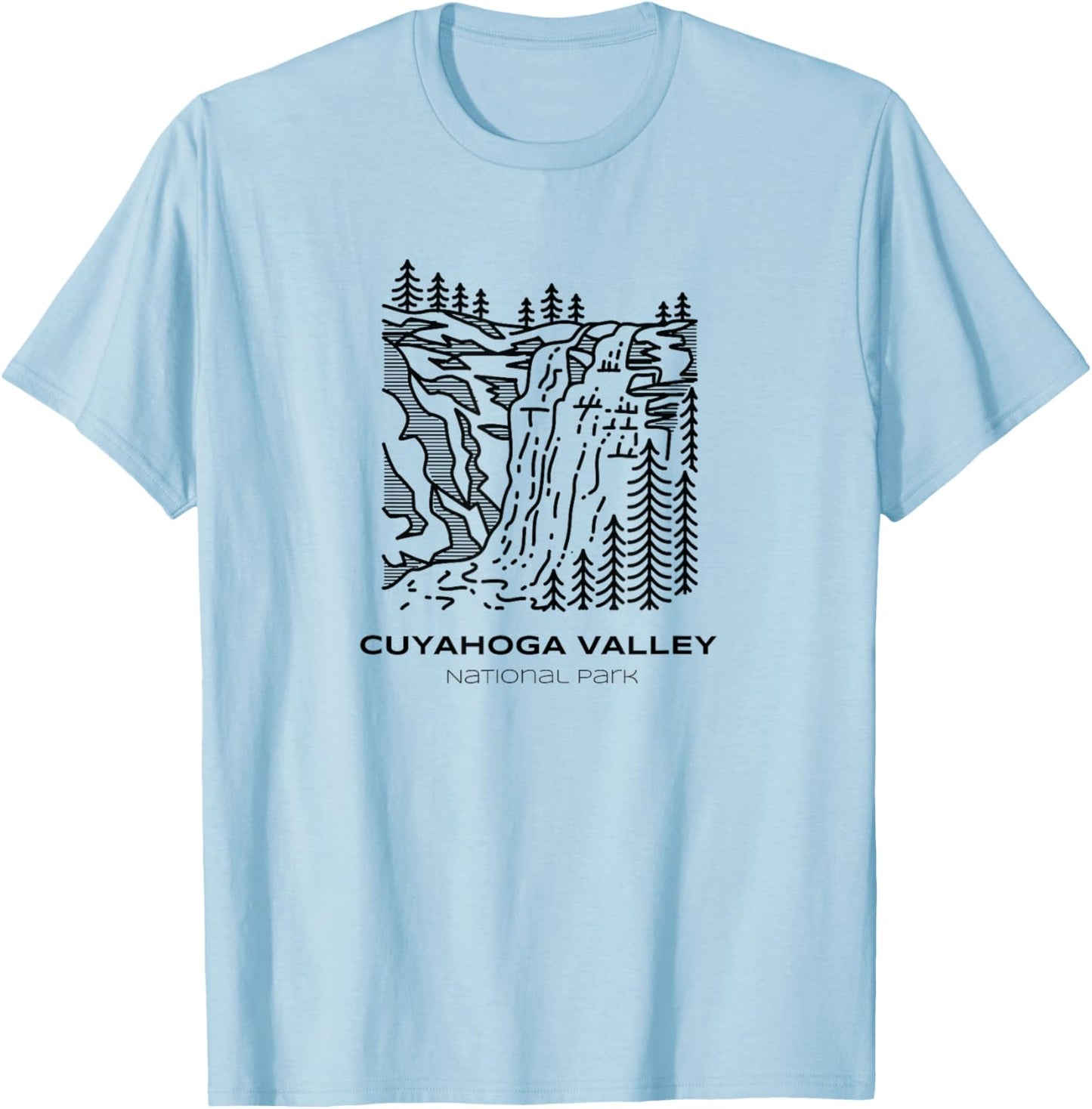 Tout Wear Cuyahoga Valley National Park -Adults, Kids Grey Cotton 60%, Polyester 40% Short Sleeve Classic Fit Graphic Small T-Shirt - T-Shirt | Light Blue
