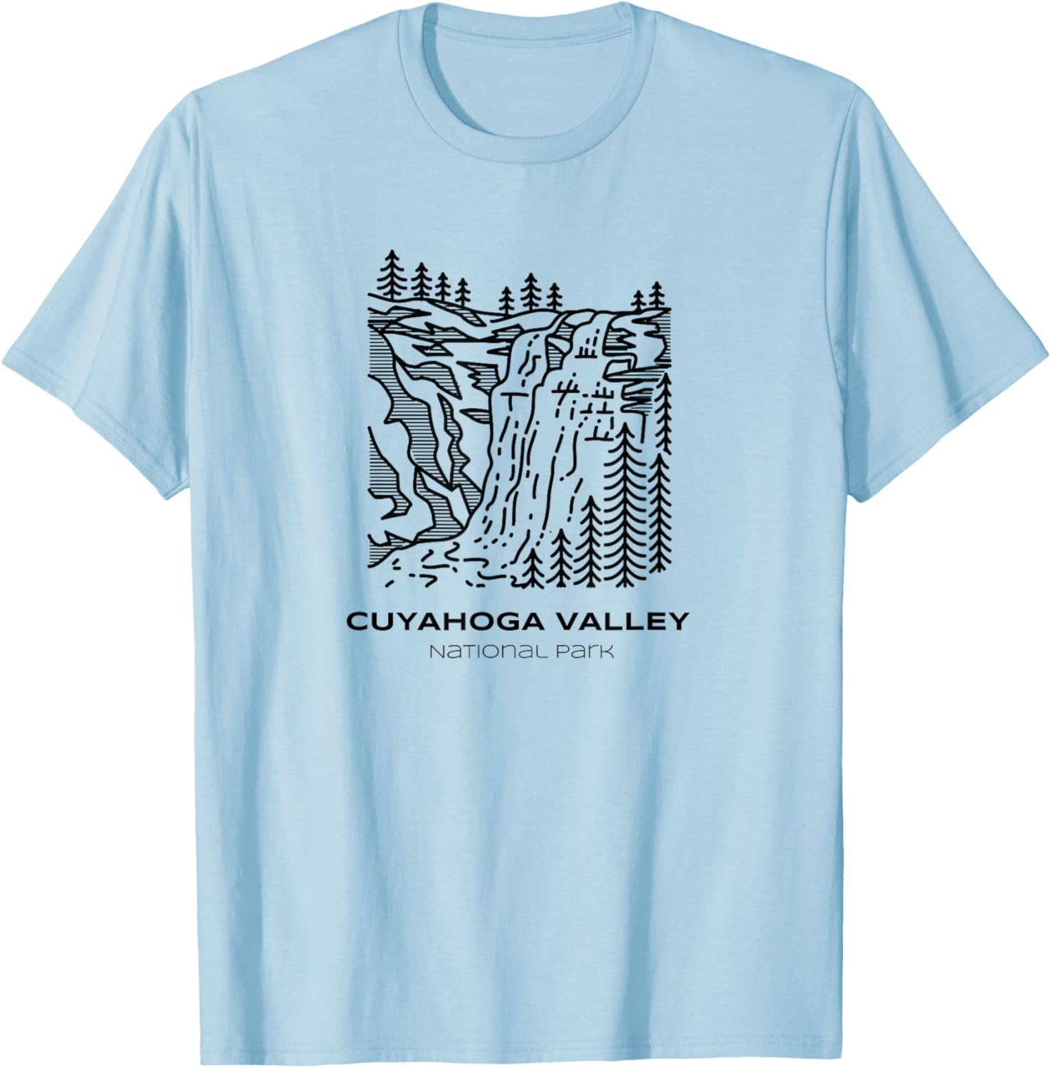 Tout Wear Cuyahoga Valley National Park -Adults, Kids Grey Cotton 60%, Polyester 40% Short Sleeve Classic Fit Graphic Small T-Shirt - T-Shirt | Light Blue
