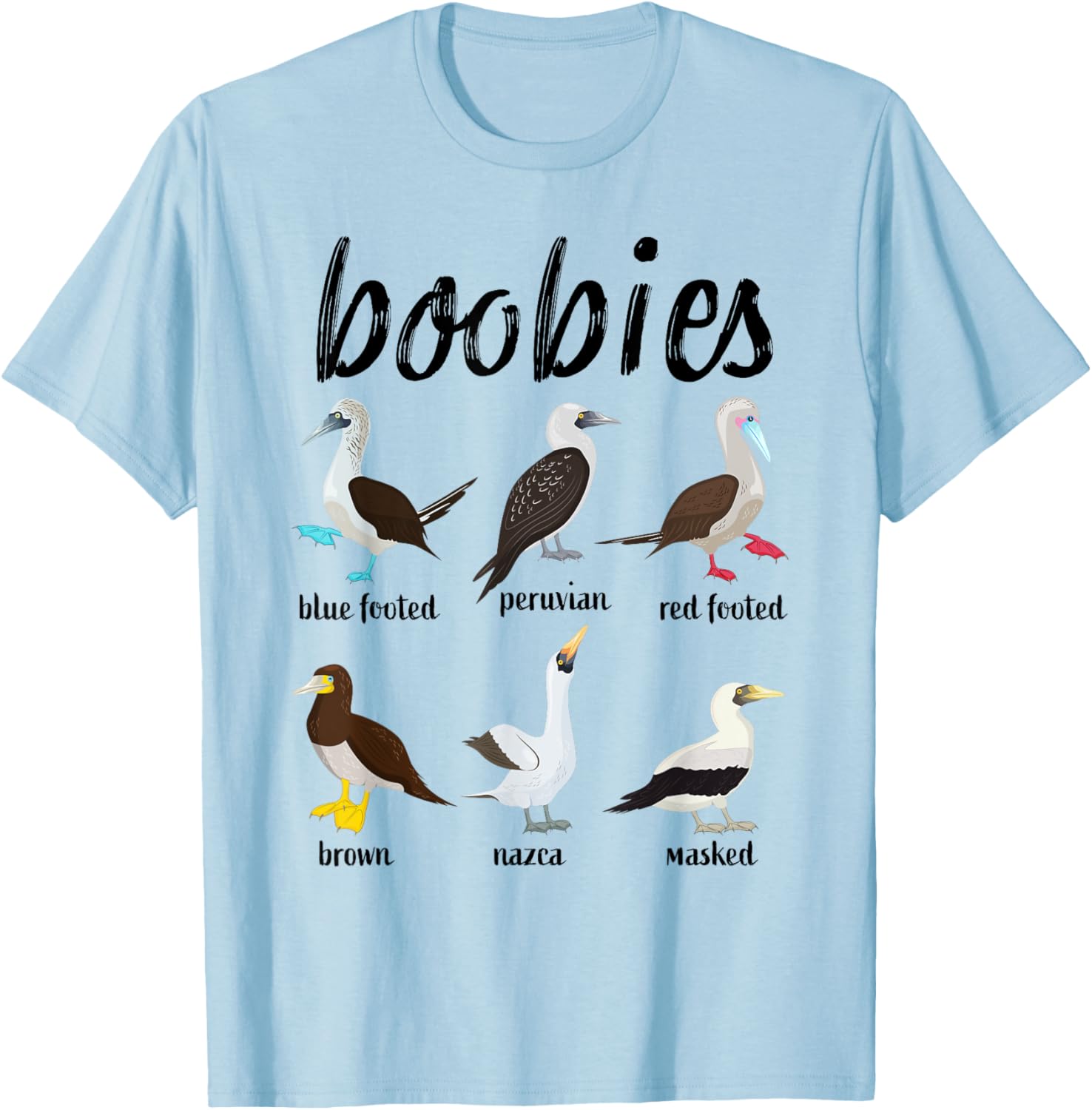 Booby Birds Funny Boobies Funny Fathers Day T-Shirt - T-Shirt | Light Blue