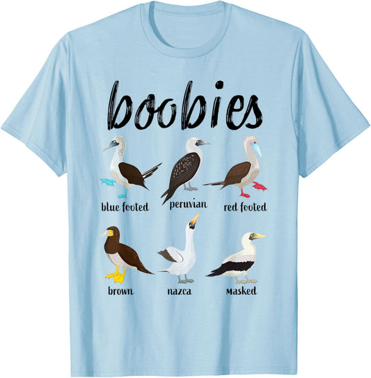 Booby Birds Funny Boobies Funny Fathers Day T-Shirt - T-Shirt | Light Blue