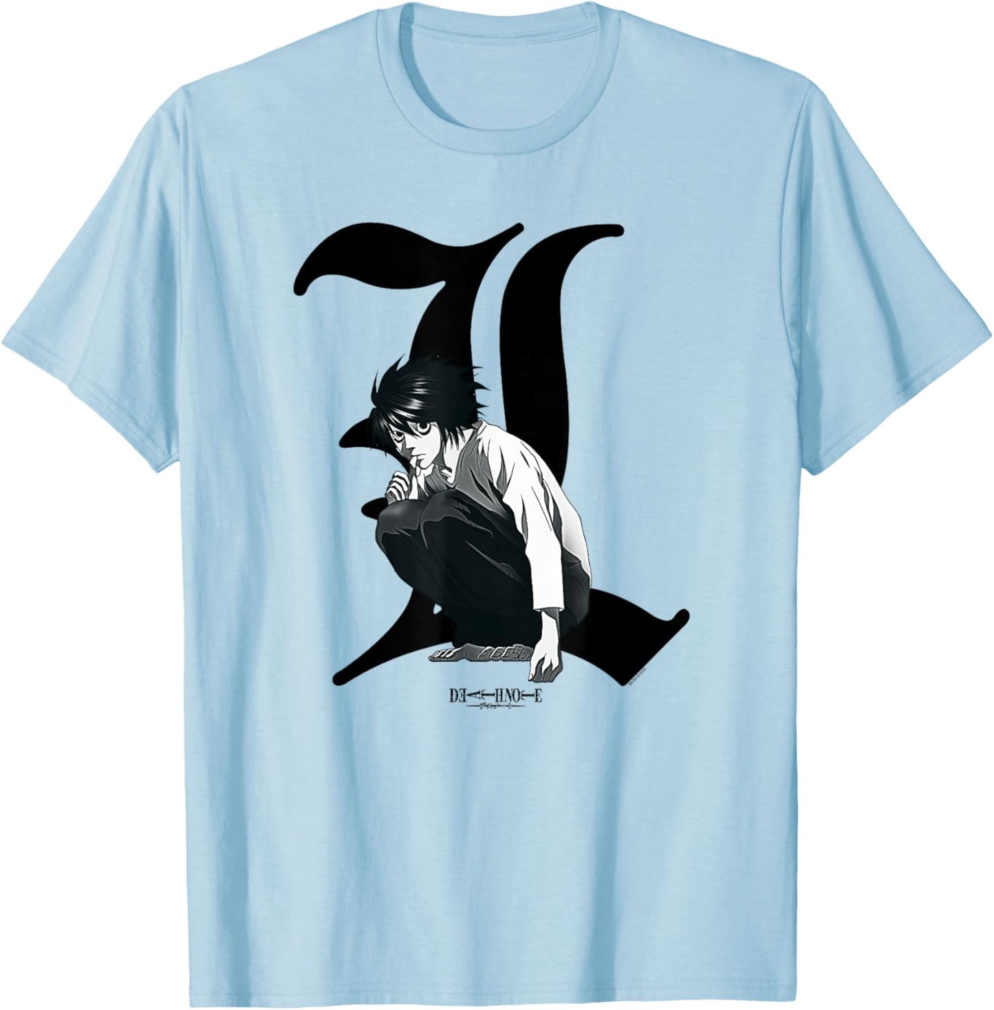 Death Note Old English L Anime T-Shirt - T-Shirt | Light Blue