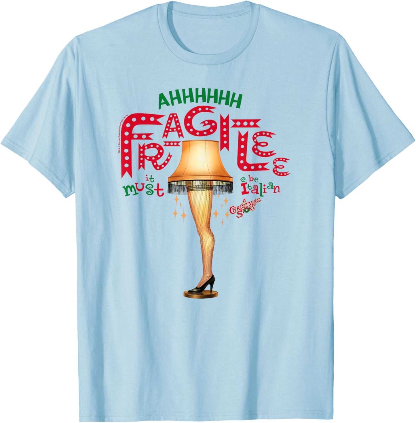 A Christmas Story Ahh Fragilee Leg Lamp Funny Holiday T-Shirt - T-Shirt | Light Blue