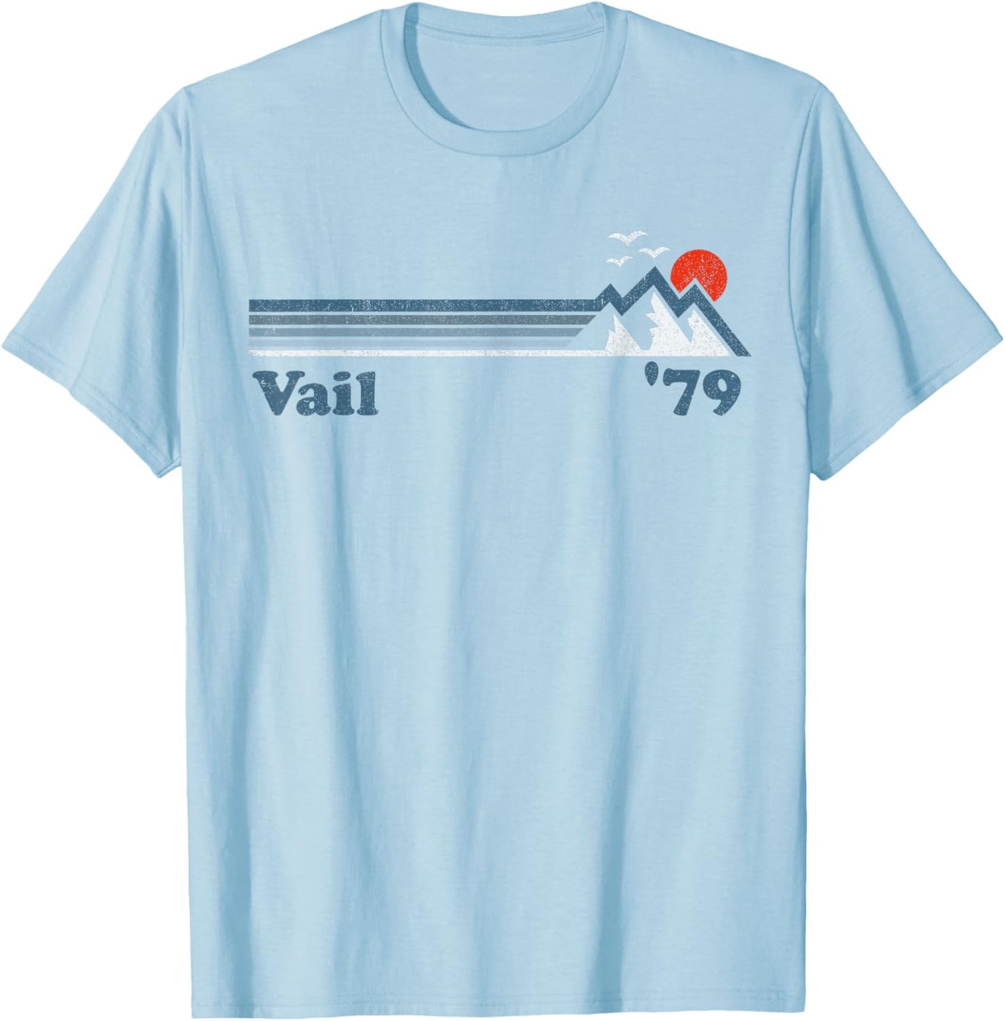 Retro Vail Ski Resort Colorado Snowboard Mountain Gift T-Shirt - T-Shirt | Light Blue