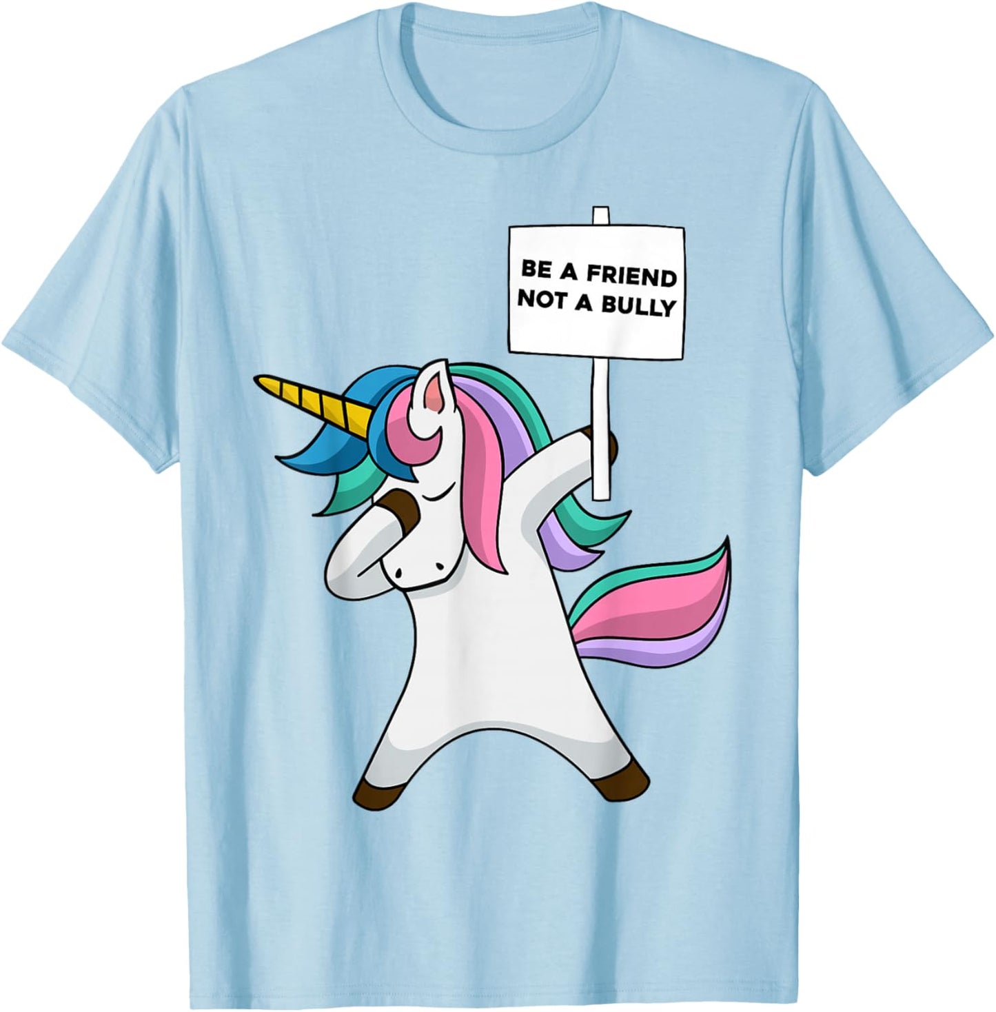 Girls Blue Anti Bullying Be A Friend Not A Bully Prevention T-Shirt - T-Shirt | Light Blue
