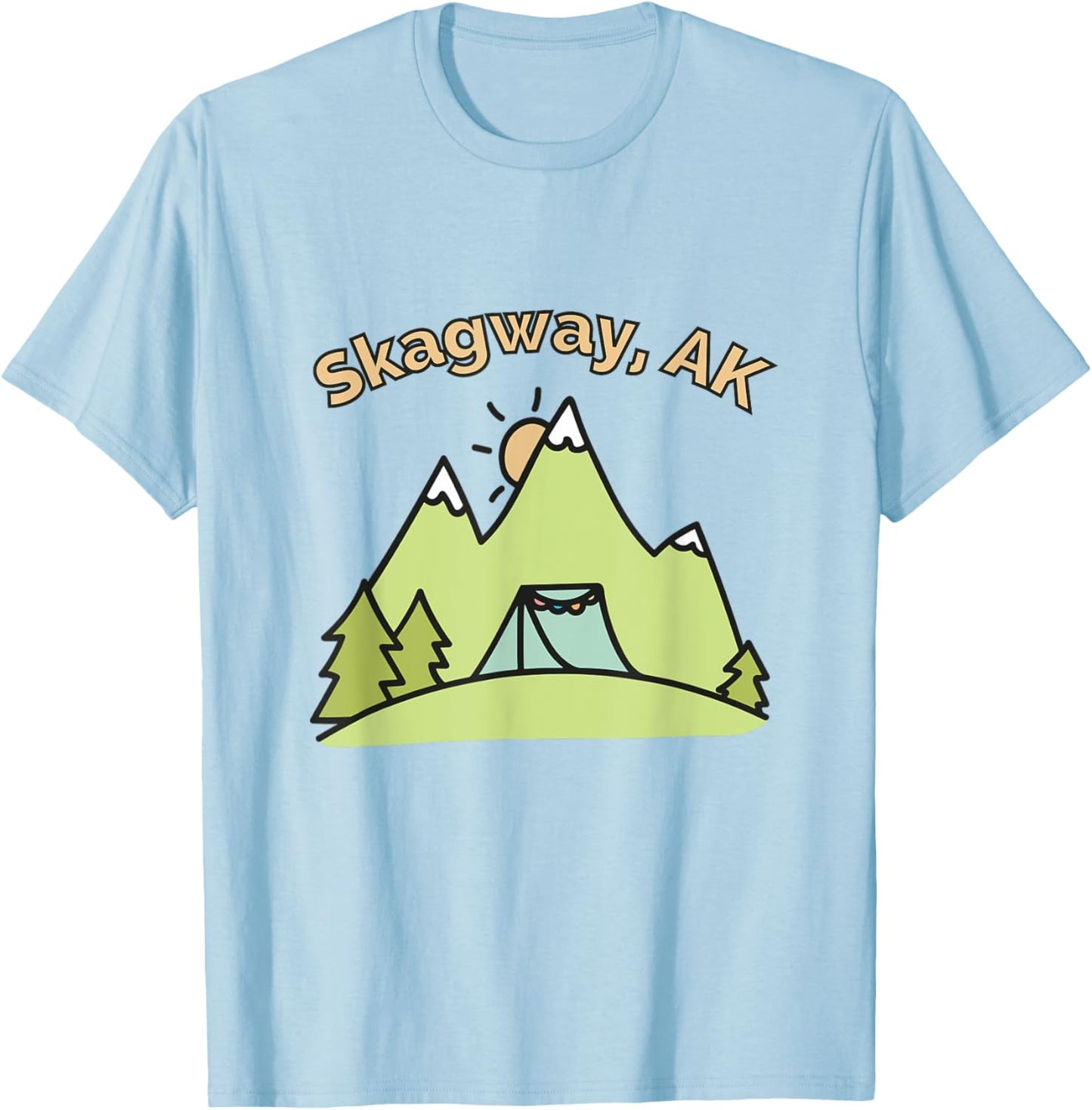 Skagway AK Mountains Hiking Climbing Camping and Outdoors T-Shirt - T-Shirt | Light Blue