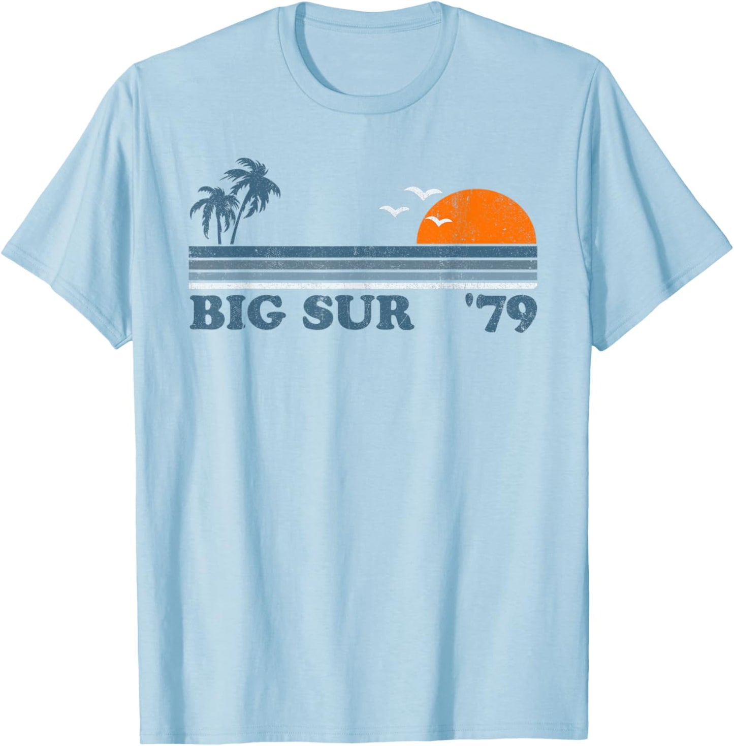 Vintage Big Sur California Retro Sun Beach Surfing 70's Gift T-Shirt - T-Shirt | Light Blue