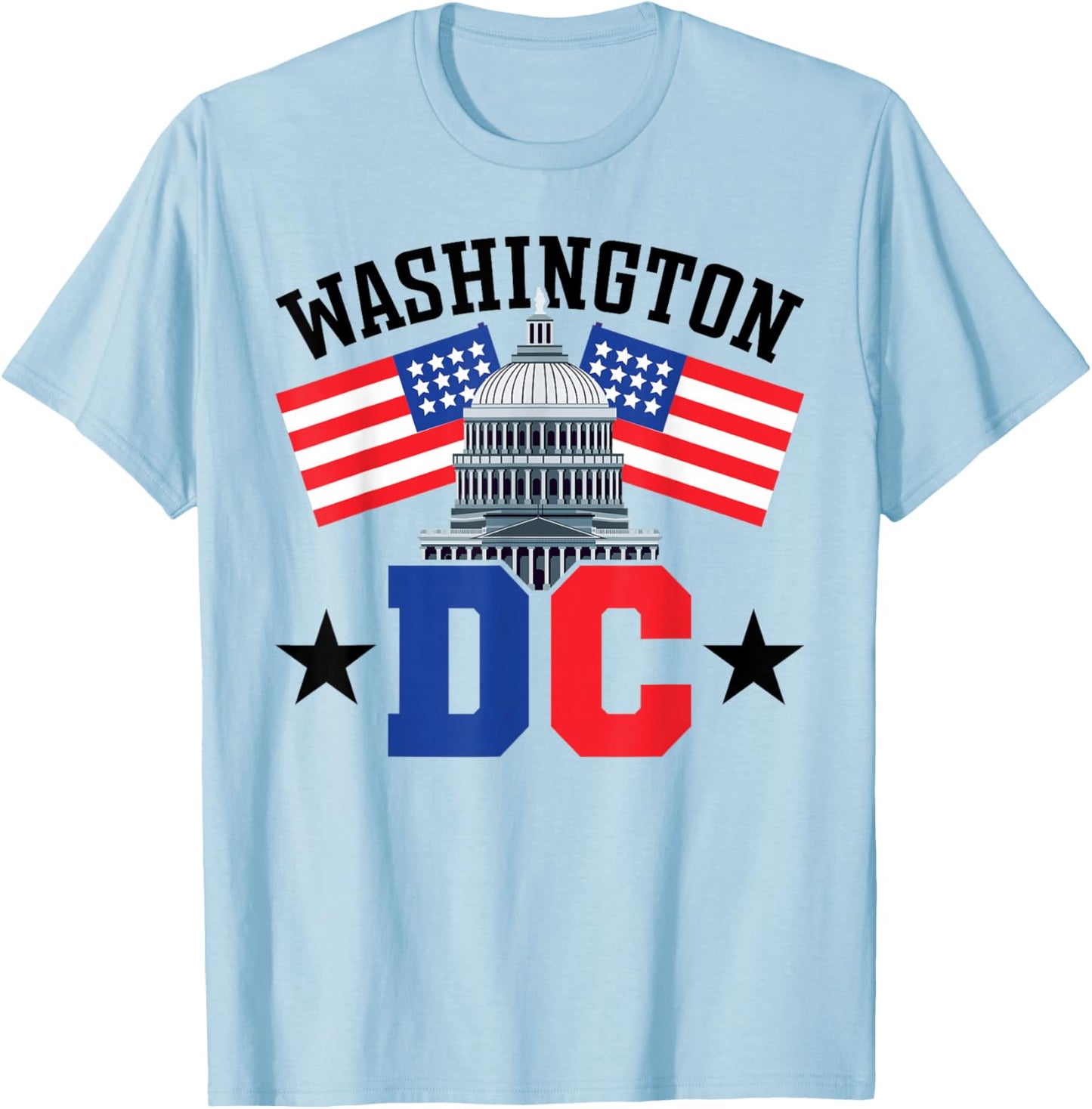 Washington DC Capitol Hill American Flag USA Pride Souvenir T-Shirt - T-Shirt | Light Blue