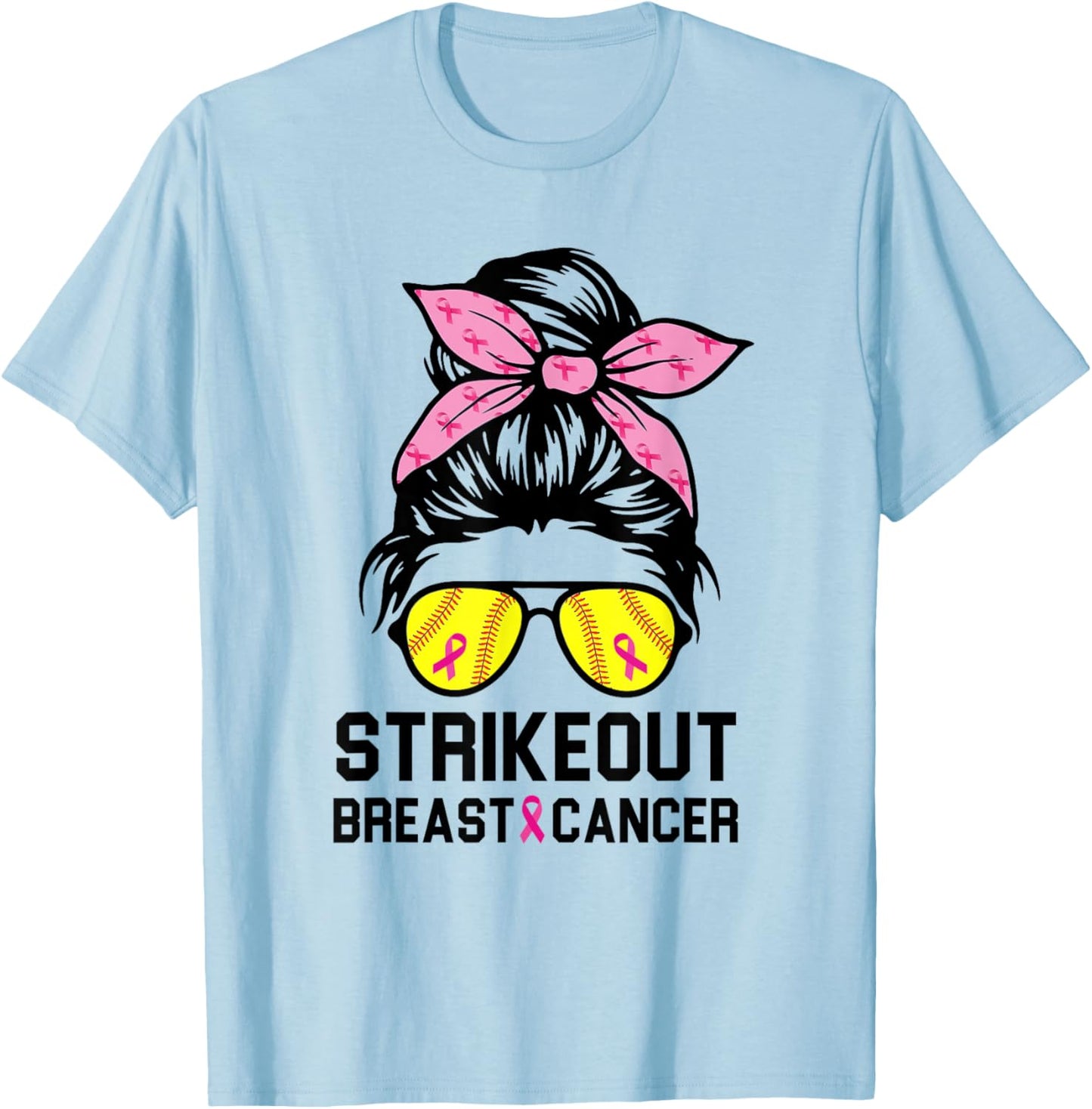 Strike Out Breast Cancer Awareness Softball Mom Women T-Shirt - T-Shirt | Light Blue