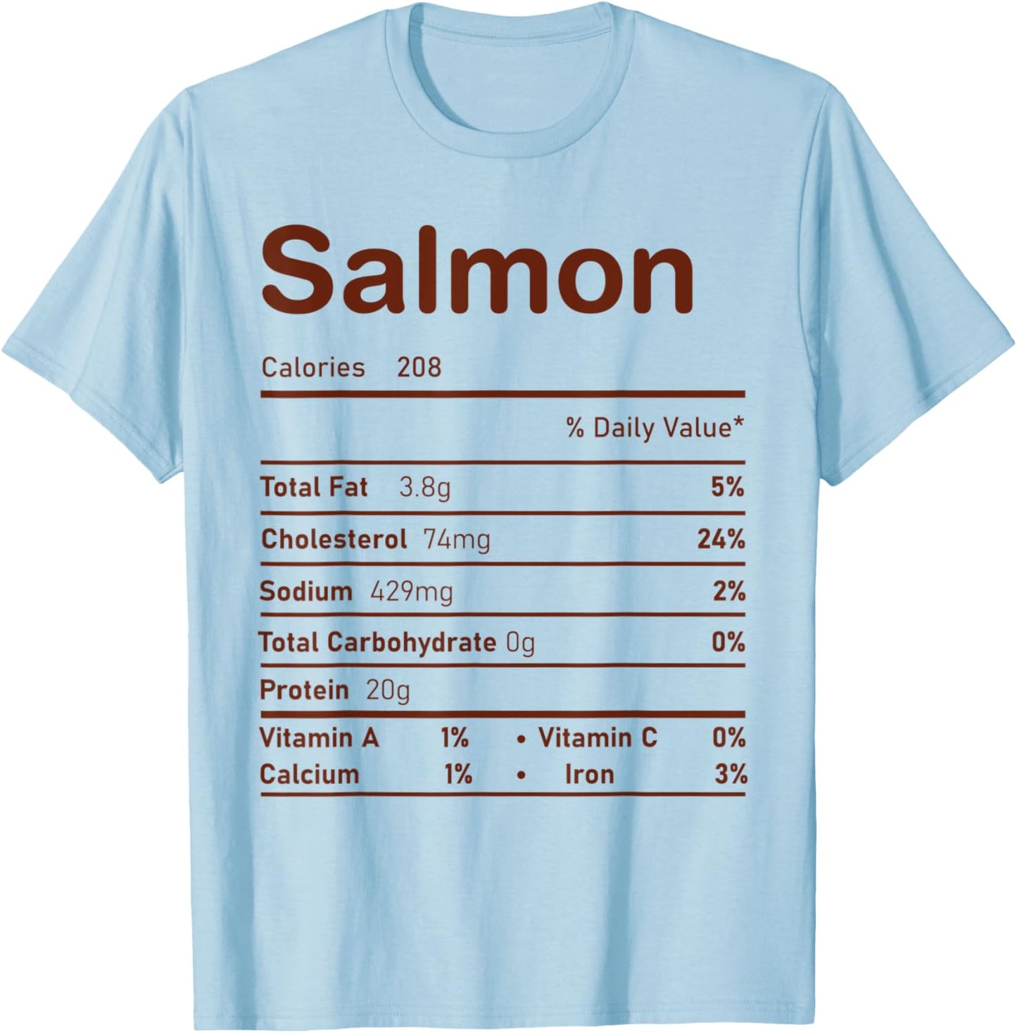 Trendy Salmon Nutrition Facts Thanksgiving Christmas Food T-Shirt - T-Shirt | Light Blue