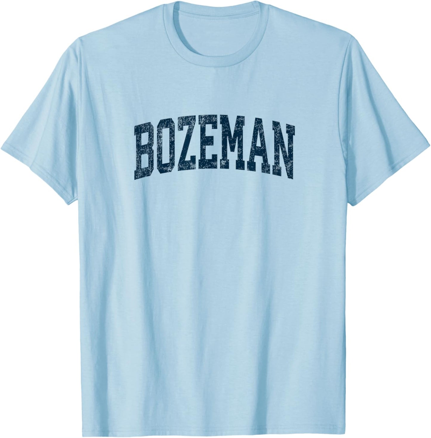 Bozeman Montana MT Vintage Athletic Sports Navy Design T-Shirt - T-Shirt | Light Blue