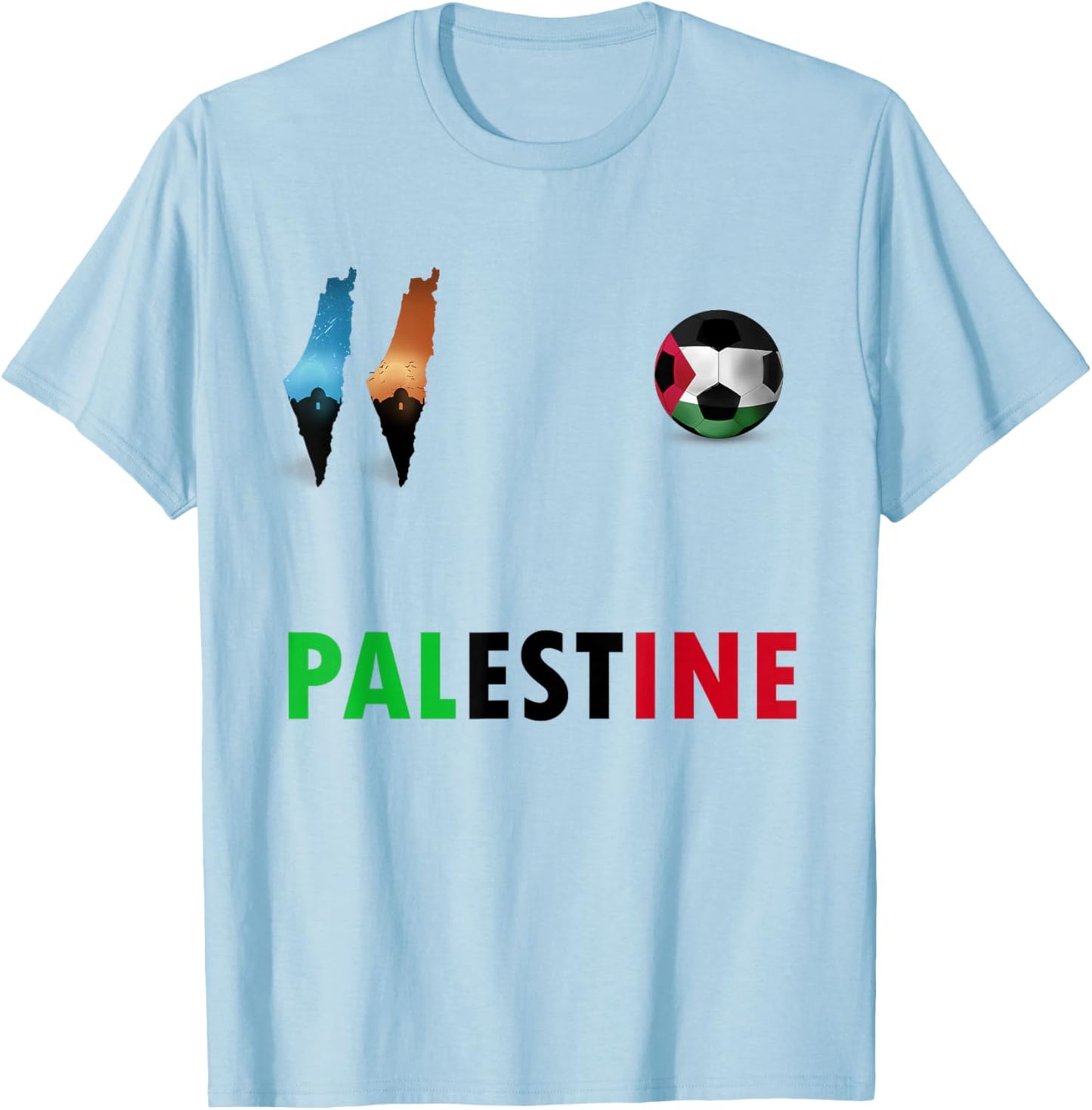 Palestine Football Fans Jersey Palestinian Ball Flag Quds T-Shirt - T-Shirt | Light Blue
