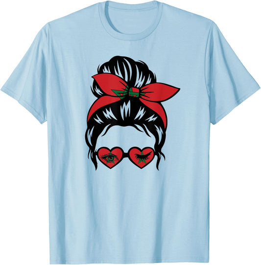 Moroccan Flag Morocco Soccer Jersey Women Boys Girls T-Shirt - T-Shirt | Light Blue