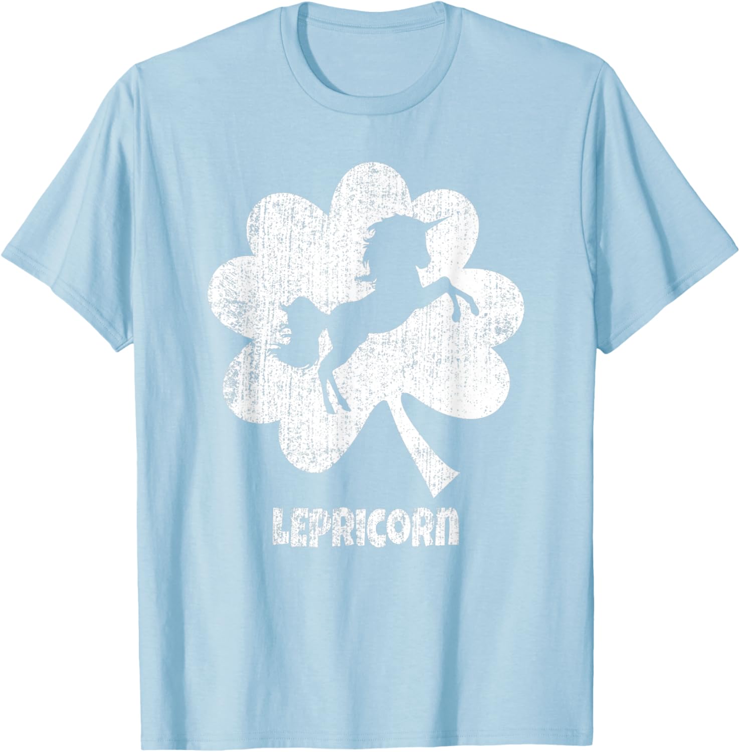 Unicorn St Patricks Day Lepricorn Silhouette Girl Women T-Shirt - T-Shirt | Light Blue