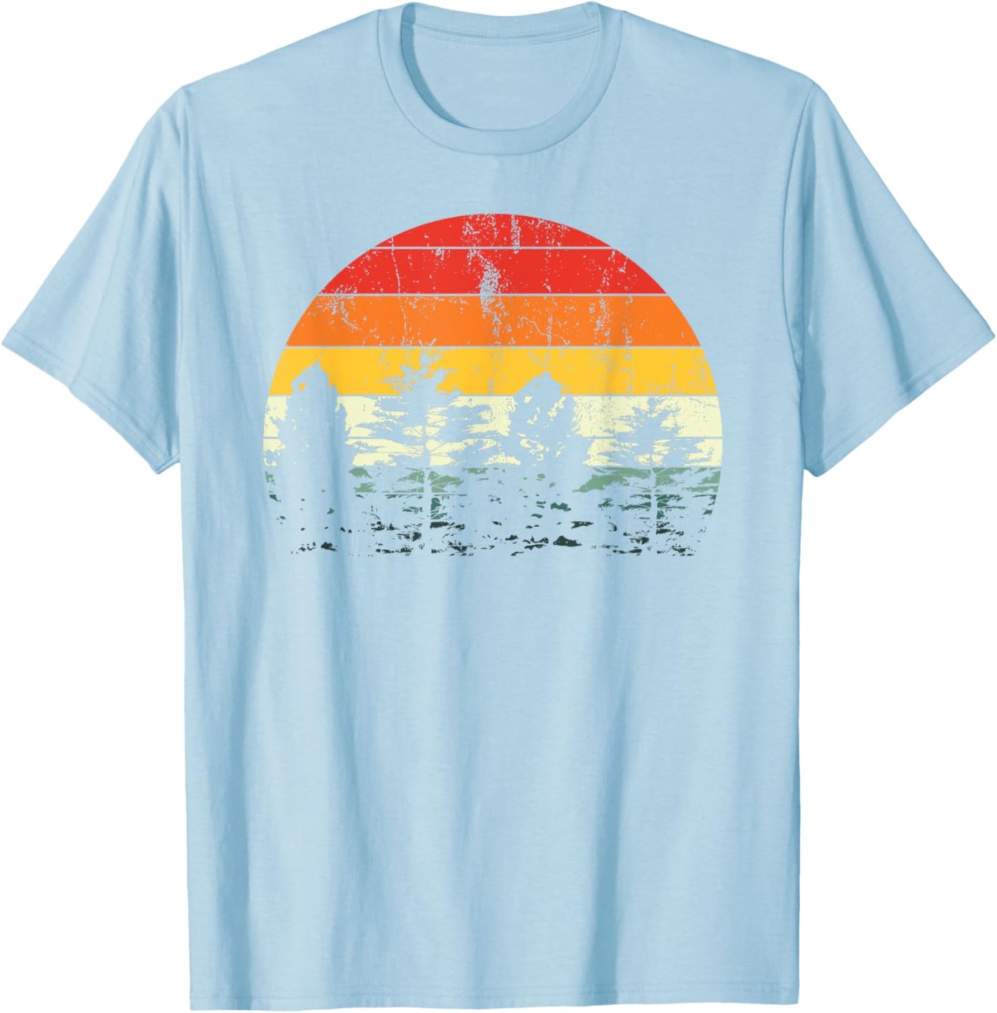 Outdoor Trees Wildlife Retro Nature Forest T-Shirt - T-Shirt | Light Blue