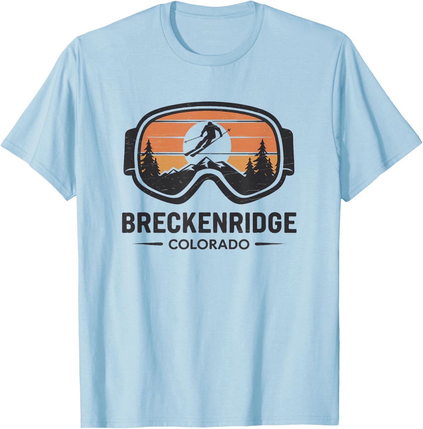 Breckenridge Colorado Ski Resort Retro Ski T-Shirt - T-Shirt | Light Blue
