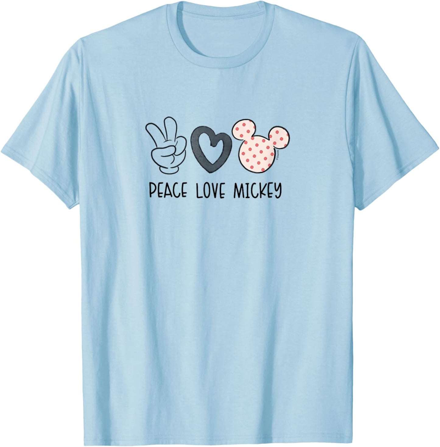 Peace Love and Mickey Mouse T-Shirt - T-Shirt | Light Blue