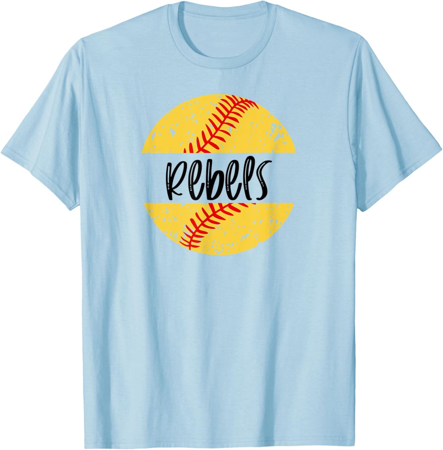 Rebels Softball Team Mascot School Spirit Game Day T-Shirt - T-Shirt | Light Blue