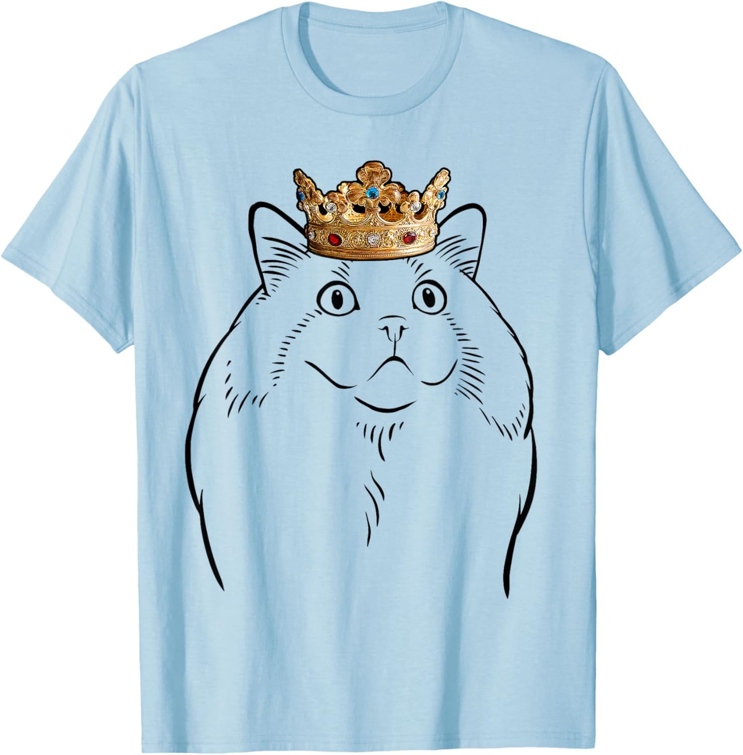 Ragdoll Cat Wearing Crown T-Shirt - T-Shirt | Light Blue