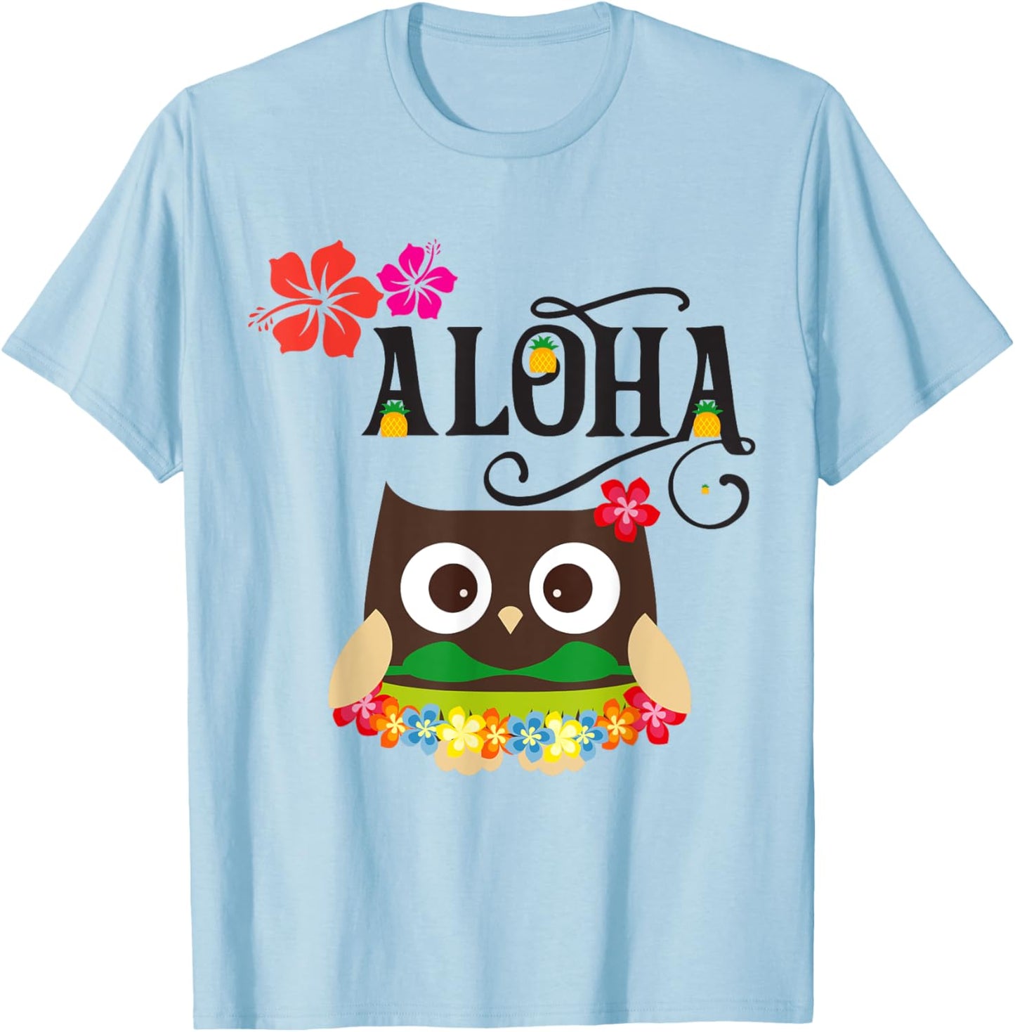 Cute Tropical Hawaiian Owl Luau Gifts T-Shirt - T-Shirt | Light Blue