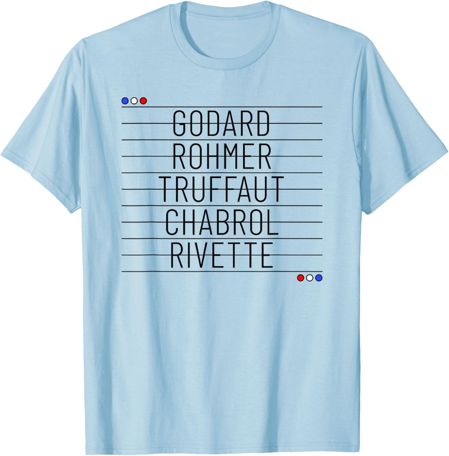 French New Wave Film Directors Cinema / Movie Buff T-Shirt - T-Shirt | Light Blue