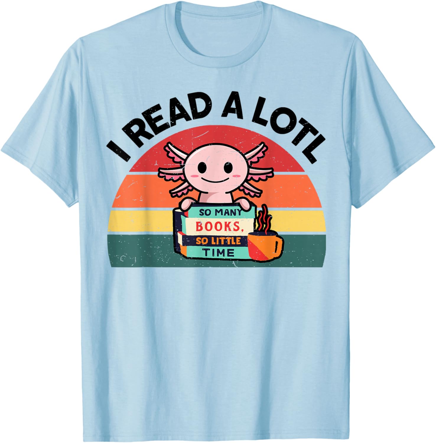Axolotl-Shirt Reading Book Readsolotl Kids Boys Girls Cute T-Shirt - T-Shirt | Light Blue