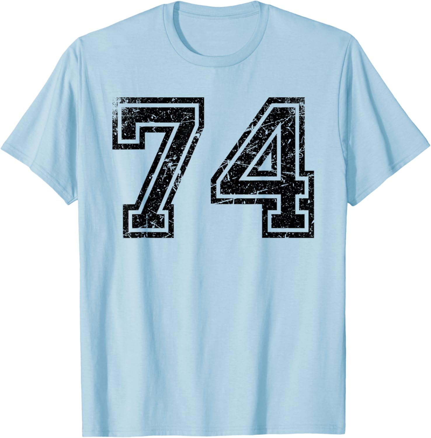 Vintage Number #74 Black Sports Team Number T-Shirt - T-Shirt | Light Blue