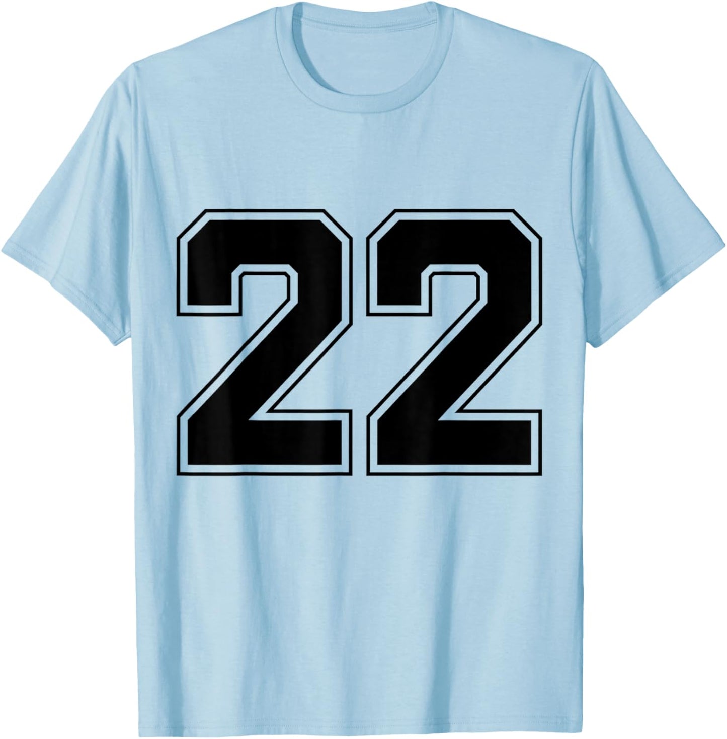 Number 22 Big Bold Capital Varsity Alphabet Monogram T-Shirt - T-Shirt | Light Blue