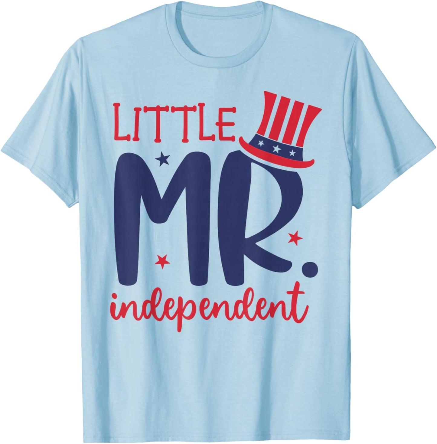 Little Mr. Independent Cute 4th of July Patriotic T-Shirt - T-Shirt | Light Blue