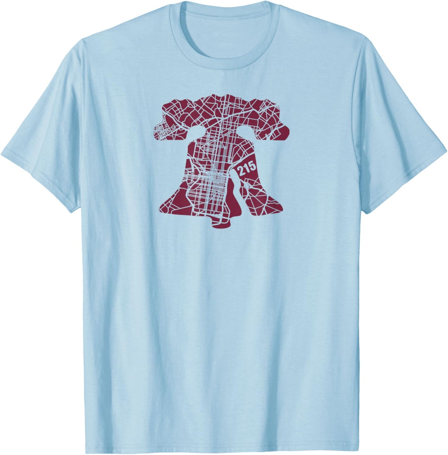 Philadelphia Street Map Liberty Bell Ill 215 Vintage Philly T-Shirt - T-Shirt | Light Blue
