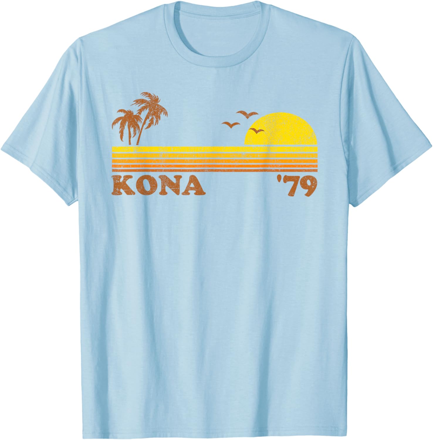Vintage Kona Hawaii Beach Retro Hawaiian Surfing 70's Gift T-Shirt - T-Shirt | Light Blue