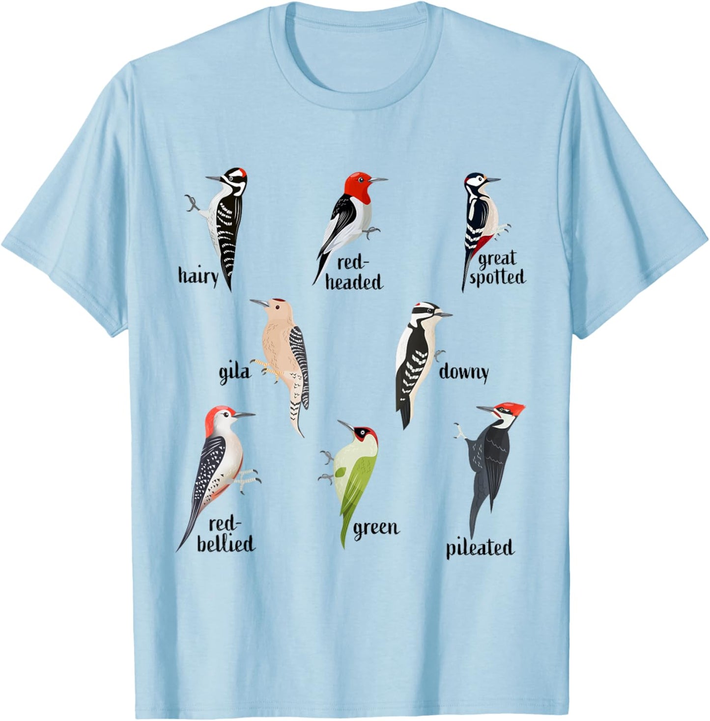 Types of Woodpecker Bird watching Wildlife T-Shirt - T-Shirt | Light Blue