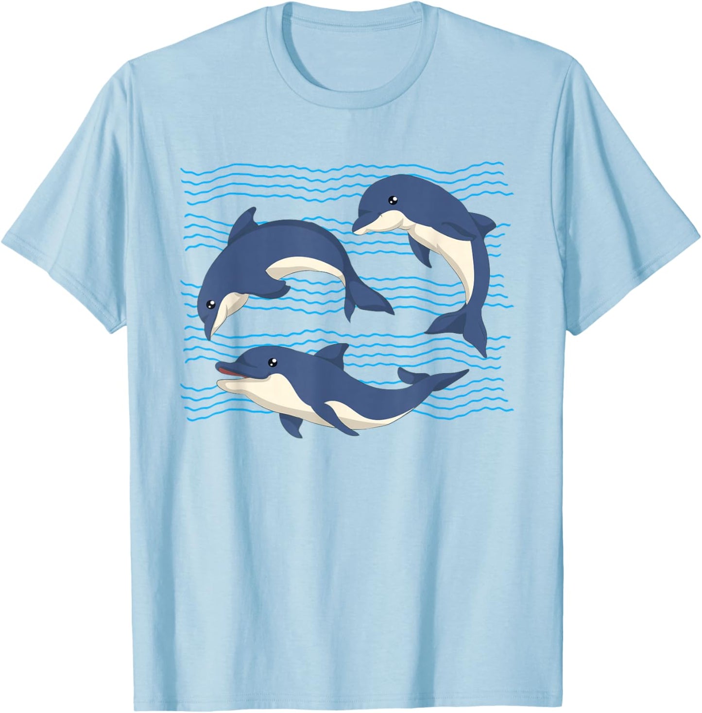 Sea Creatures Ocean Dolphins Waves Dolphin T-Shirt - T-Shirt | Light Blue