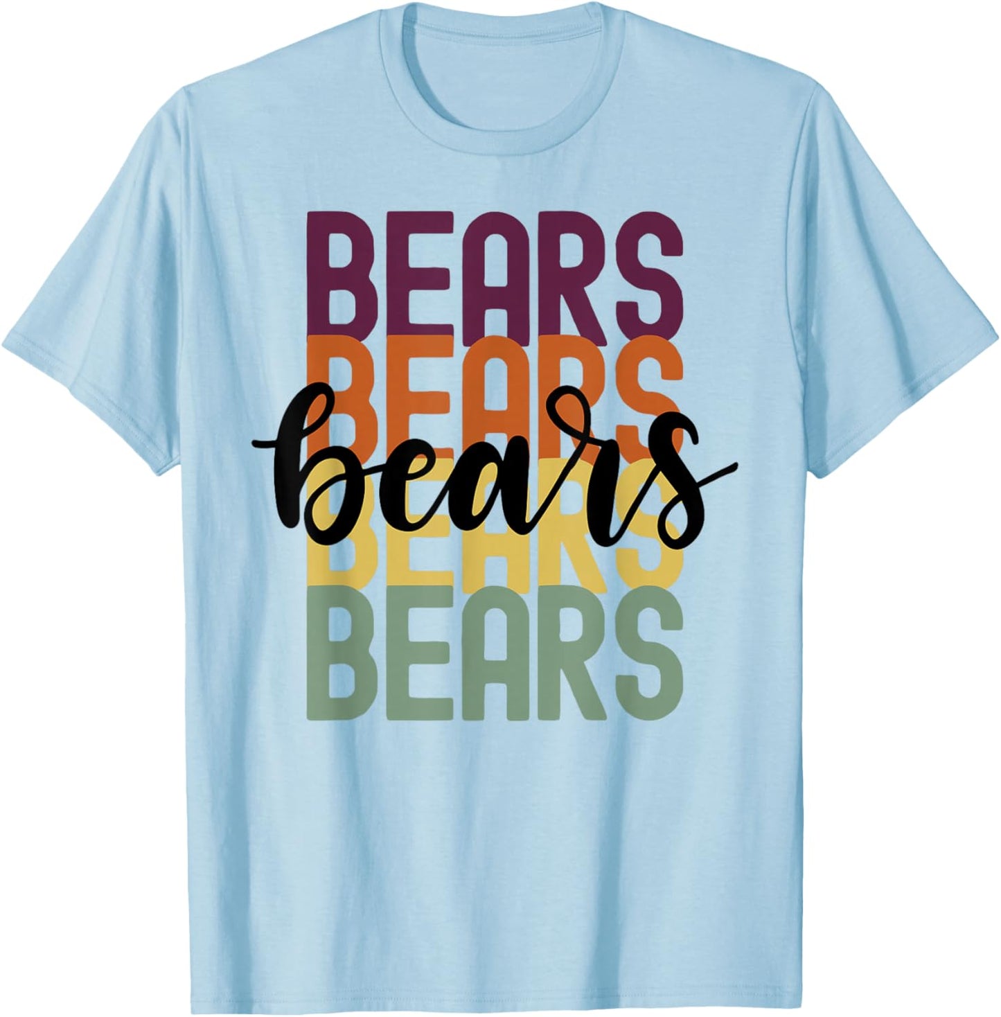 Bears Team Mascot School Spirit Game Night T-Shirt - T-Shirt | Light Blue