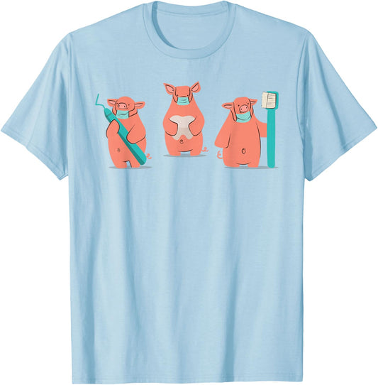 Dentist Pig T-Shirt - T-Shirt | Light Blue