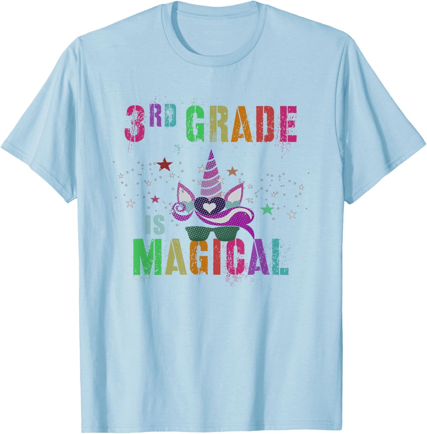 3rd Grader THIRD GRADE IS MAGICAL I'm Unicorn Kids Teacher T-Shirt - T-Shirt | Light Blue