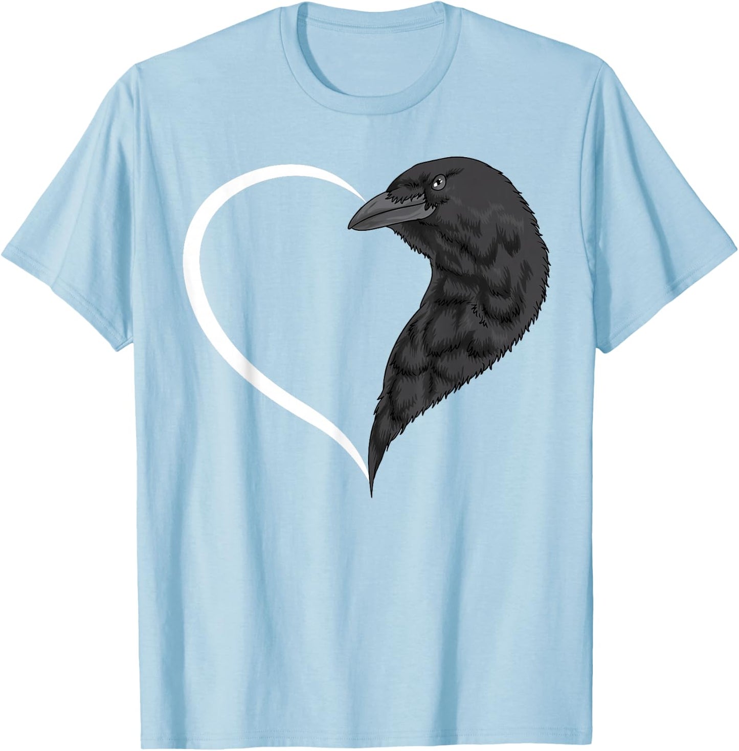 Crow Shirts Girls Kids Heart Cute Crow T-Shirt - T-Shirt | Light Blue