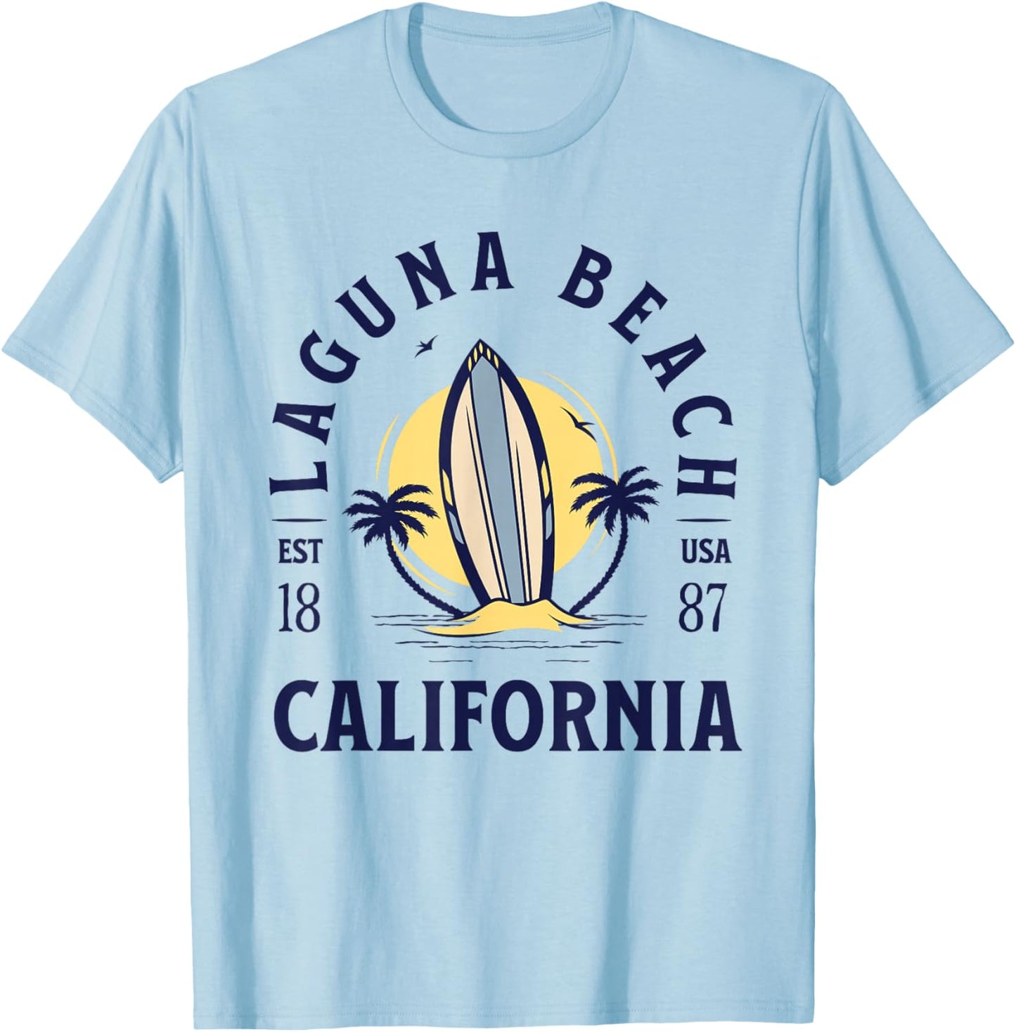 Laguna Beach California Surf Summer Vacation Vintage T-Shirt - T-Shirt | Light Blue