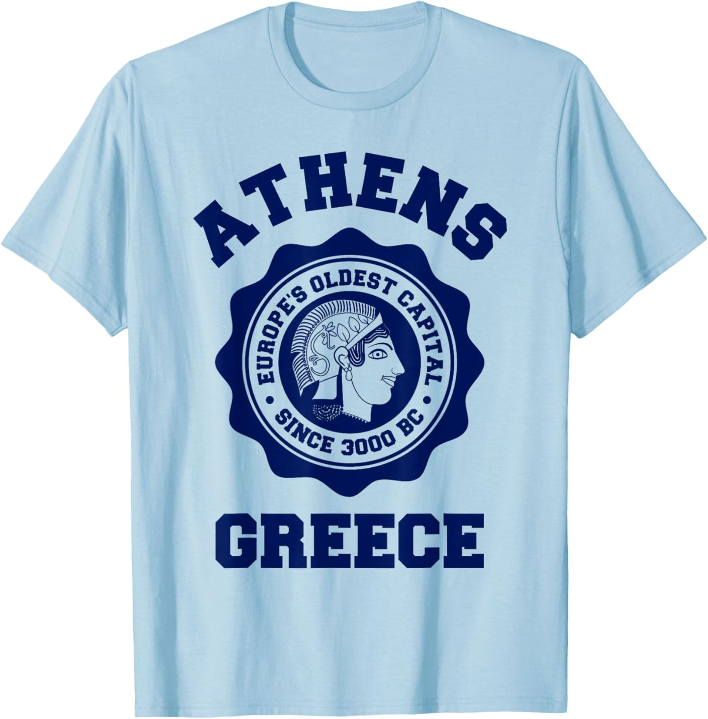 Athens, Greece: Athena from Ancient Greek Dekadrachm Coin T-Shirt - T-Shirt | Light Blue