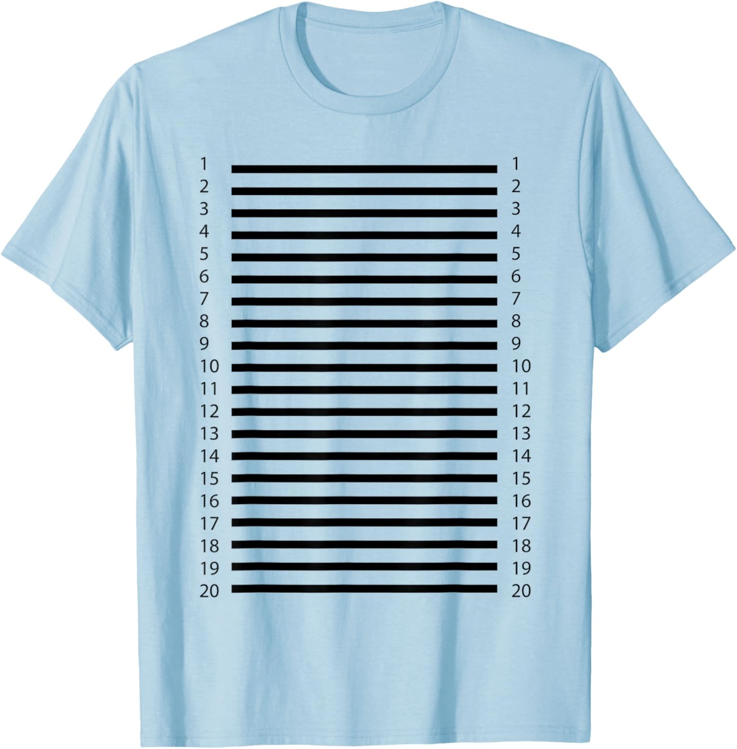 Hair length check 20 lines on the front of the T-Shirt - T-Shirt | Light Blue