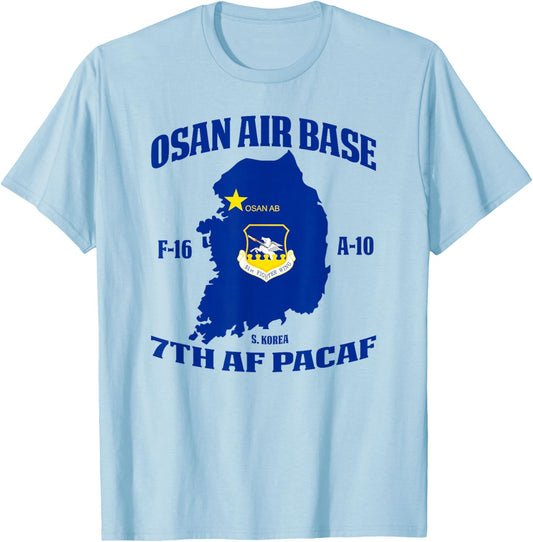 Osan Air Base 7th Af Pacaf T-Shirt - T-Shirt | Light Blue