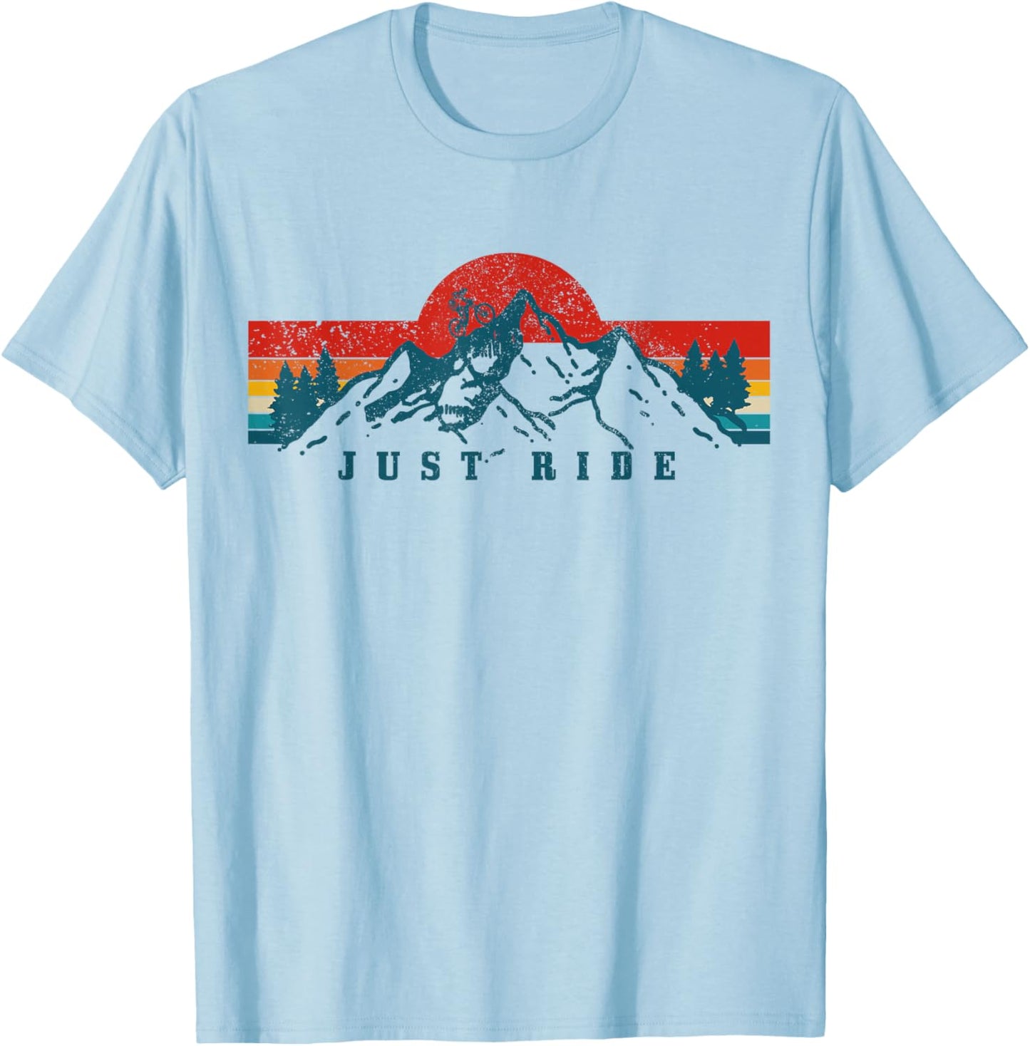 Mountain Bike Just Ride Downhill MTB Vintage Mountain Biker T-Shirt - T-Shirt | Light Blue