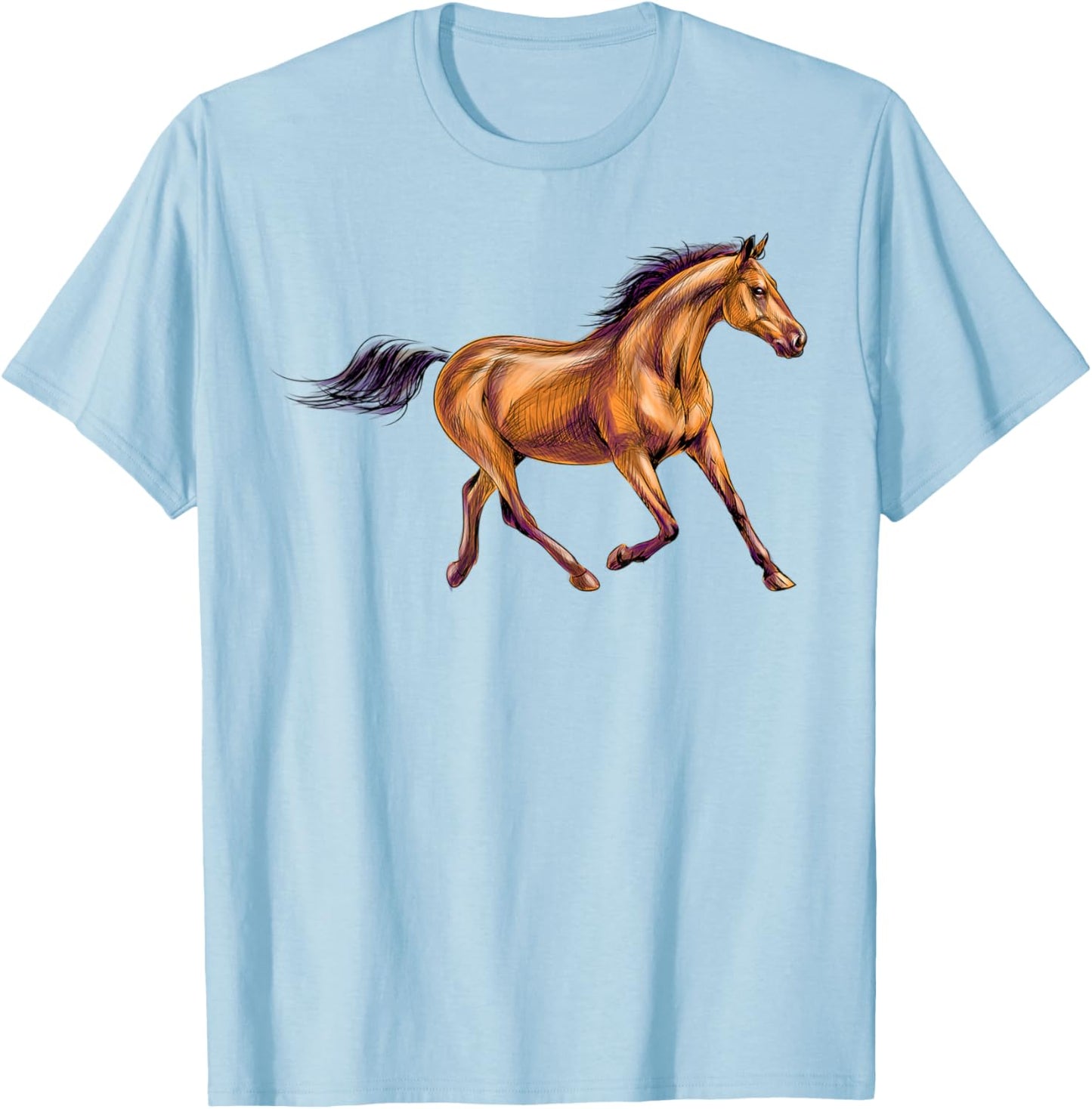 Red black Horses Horseback Riding Horse Lovers Flowers 2021 T-Shirt - T-Shirt | Light Blue