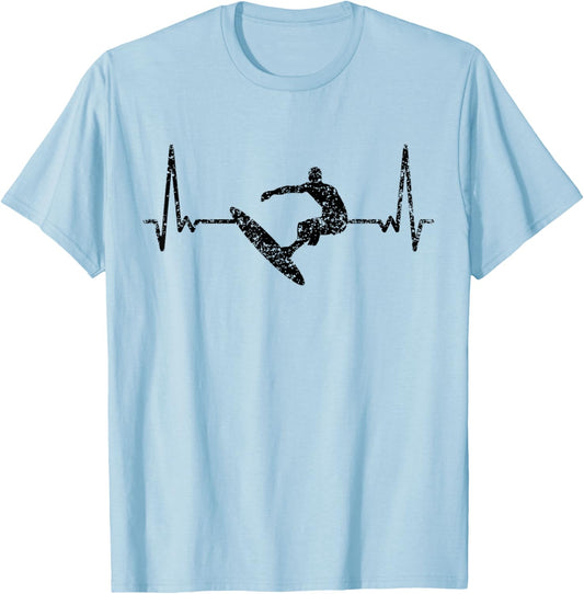 Heartbeat Surfing Surf Surfer Surfboard T-Shirt - T-Shirt | Light Blue