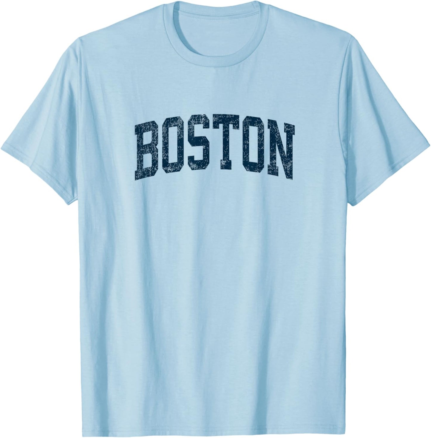 Boston Massachusetts MA Vintage Athletic Sports Navy Design T-Shirt - T-Shirt | Light Blue