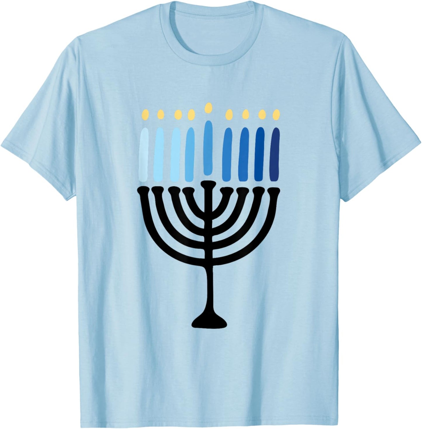 Hanukkah Minimalistic Menorah Hanukkah T-Shirt - T-Shirt | Light Blue