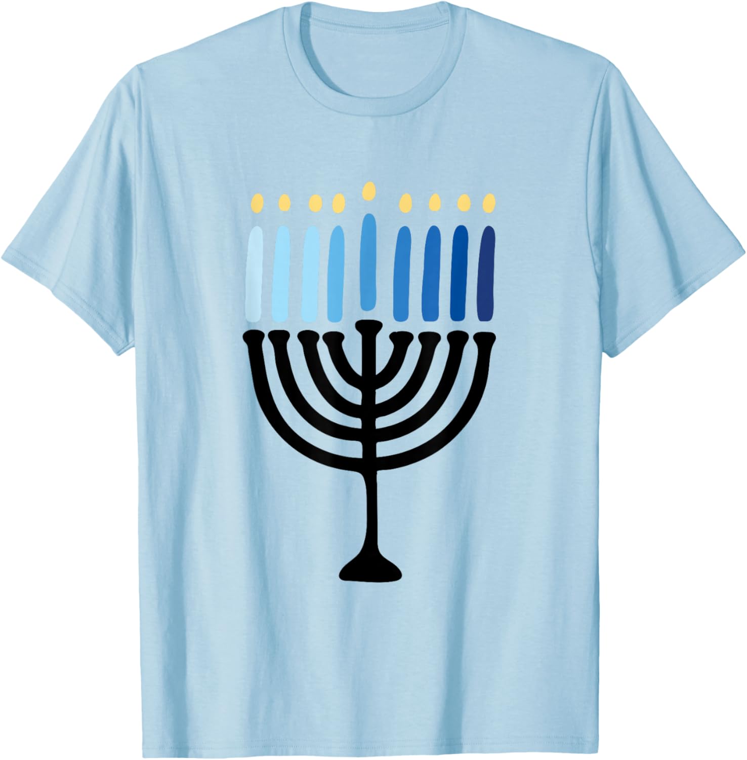 Hanukkah Minimalistic Menorah Hanukkah T-Shirt - T-Shirt | Light Blue