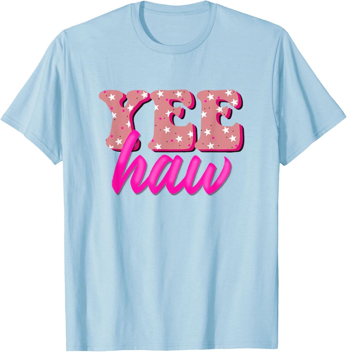 Retro Yee Haw Howdy Rodeo Western Country Southern Cowgirl T-Shirt - T-Shirt | Light Blue