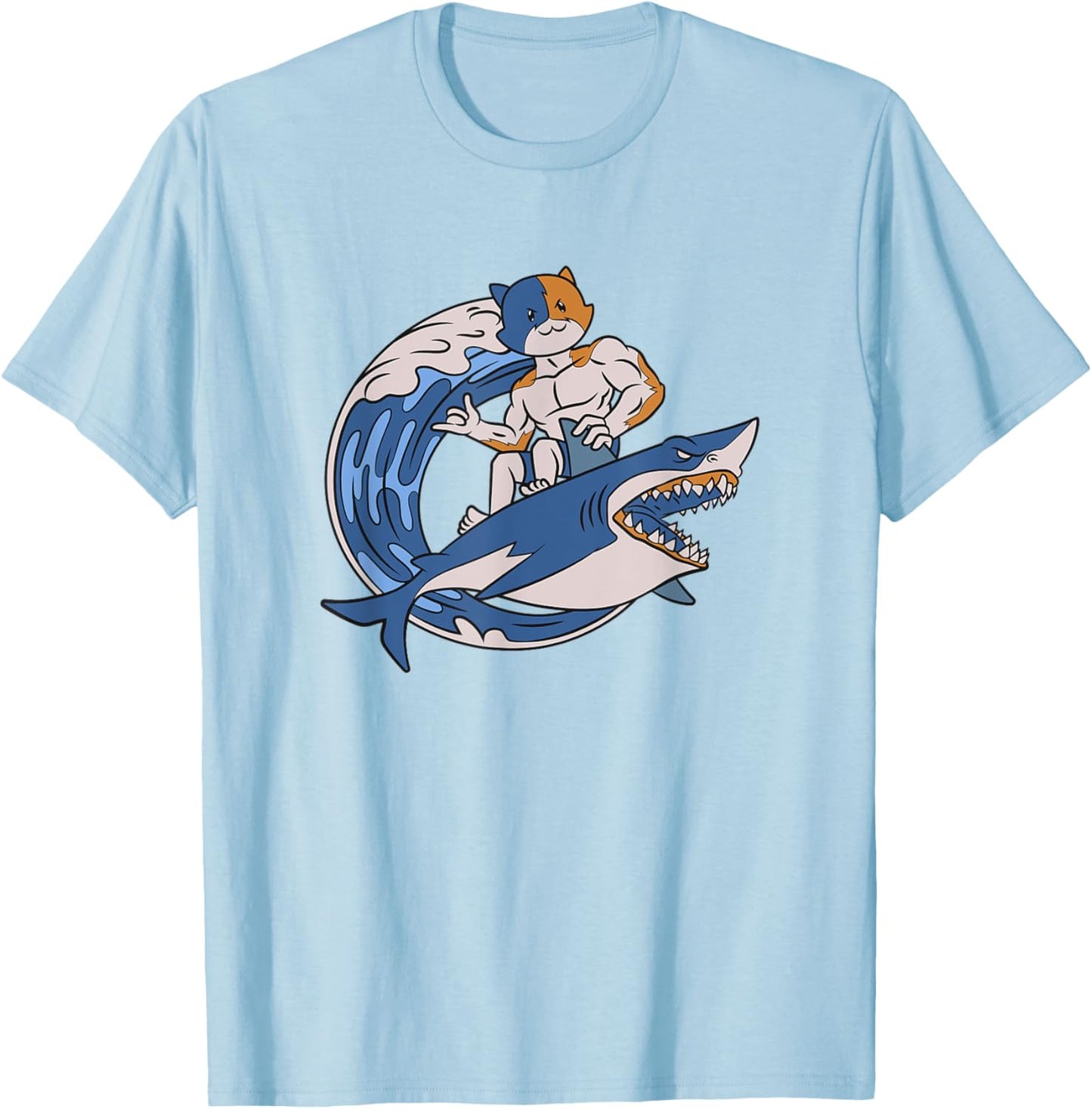 Fortnite Meowcles Shark Surf T-Shirt - T-Shirt | Light Blue